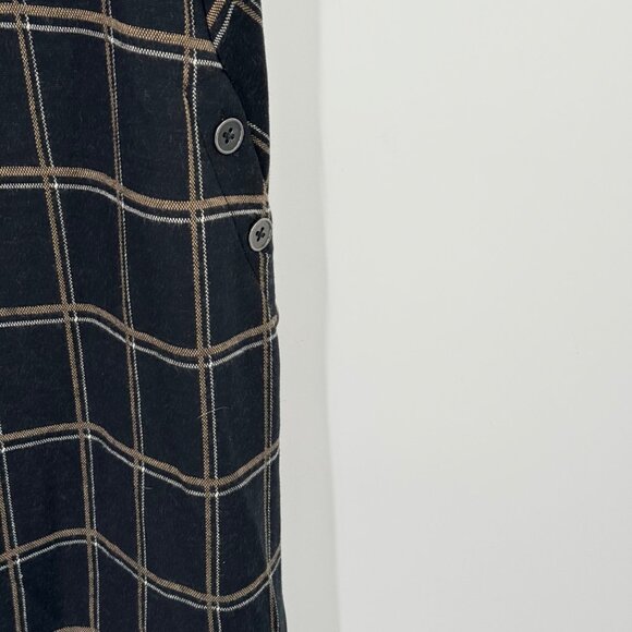 J. Jill Black Tan Plaid Ponte Dress Short Sleeve size Large Womens - Picture 5 of 13